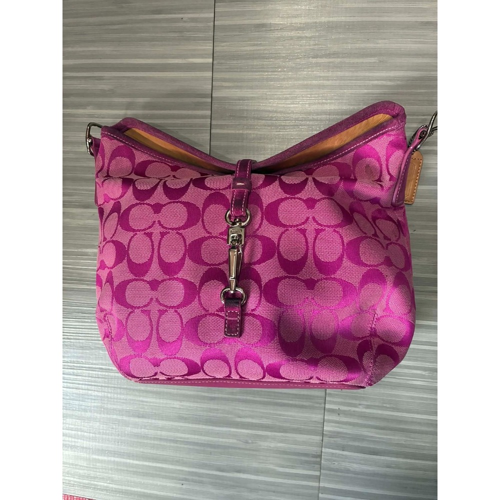 Coach Vintage Hamptons Monogram Clip Hobo Bag Pink 2000/Y2K Era